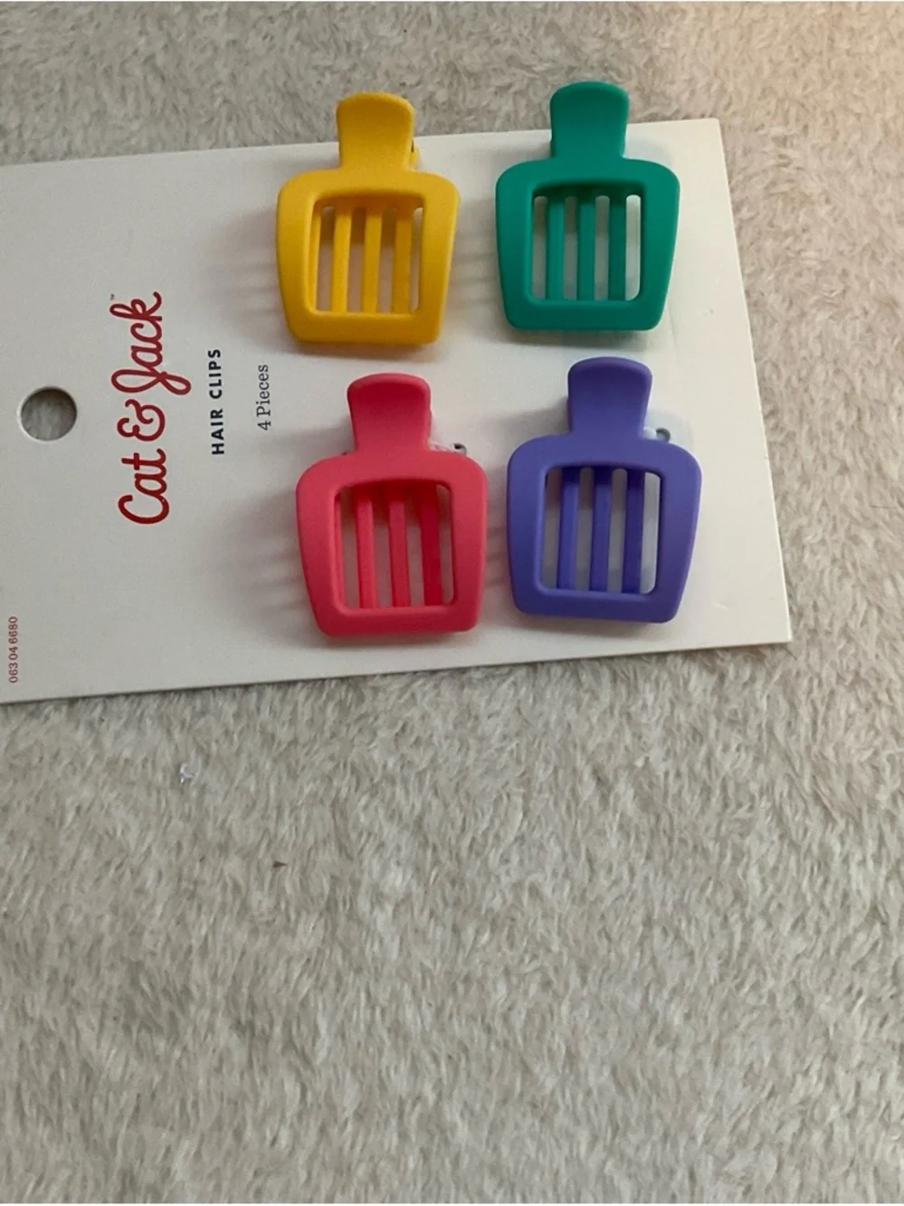 Cat & Jack Bright Pink, Yellow, Purple & Teal Mini Hair Clips - 4 Pack